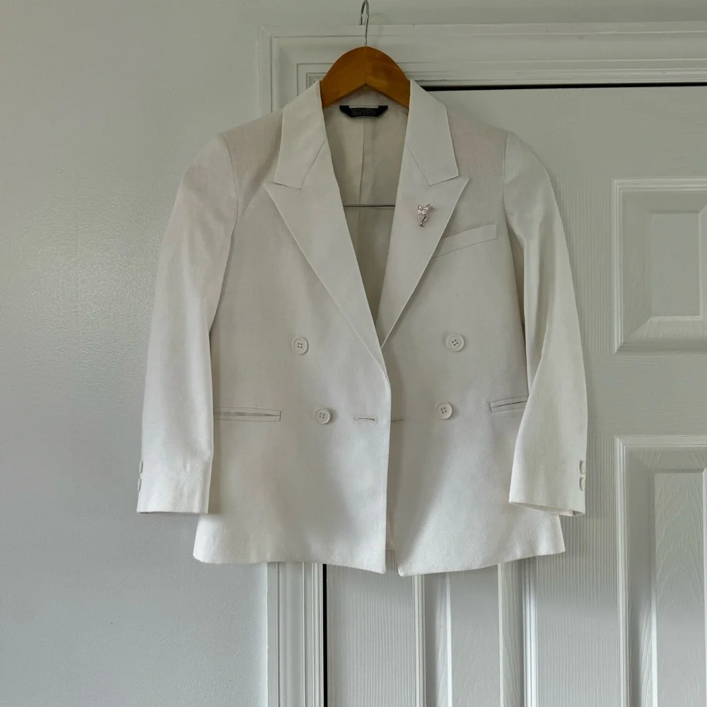 christian dior White Linen Blazer XS NO SZ TAG